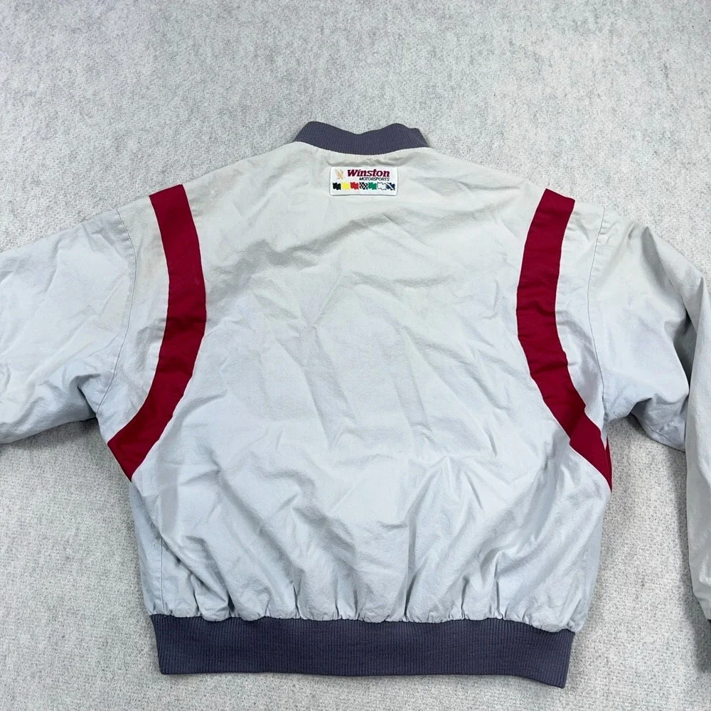Vintage Winston Cup Jacket Men Large Gray Bomber USA 80s 90s Nascar Racing Worn - Picture 8 of 15